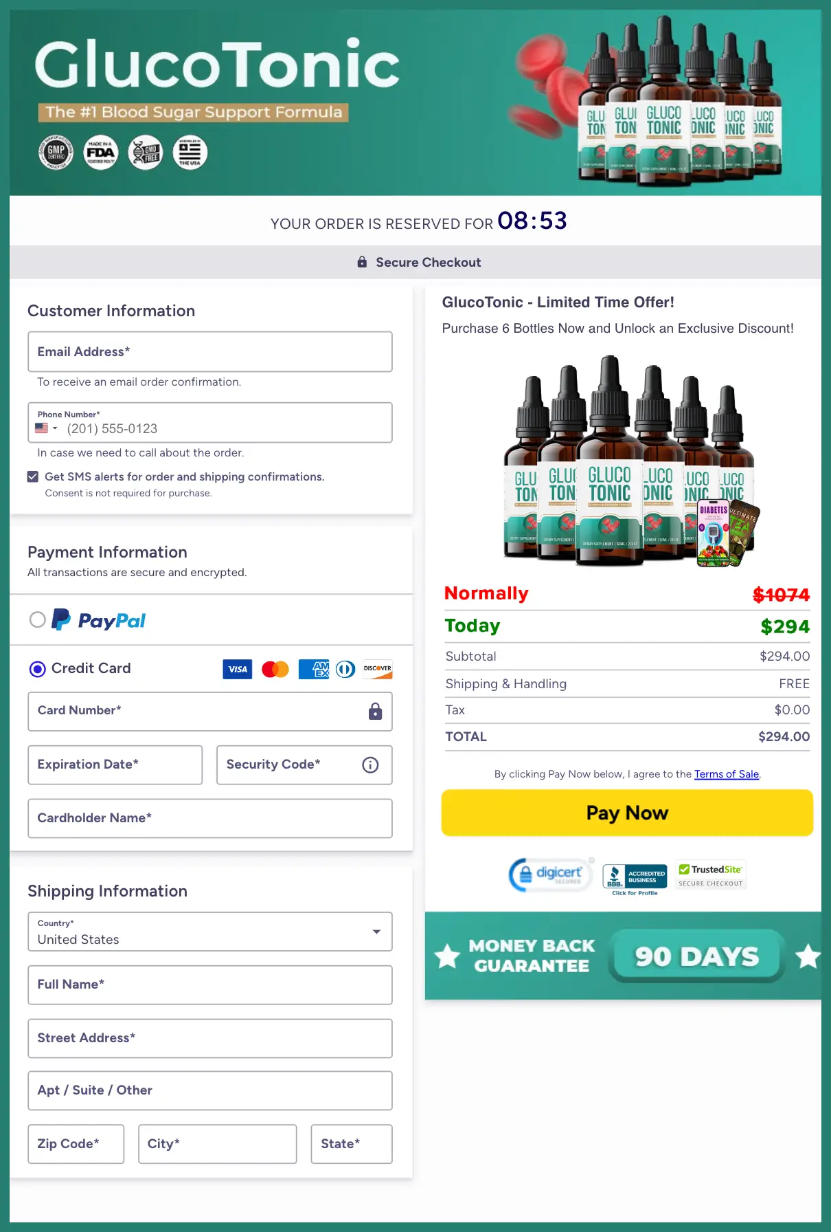 GlucoTonic Official Website Secure Order Page